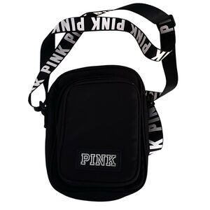 Victoria’s Secret PINK Black Mini Crossbody Shoulder Bag Logo Strap VS